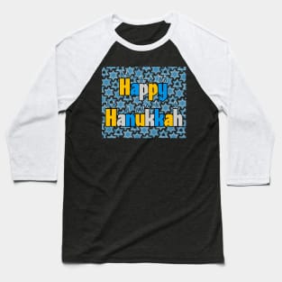 Happy Hanukkah with Stars Baseball T-Shirt